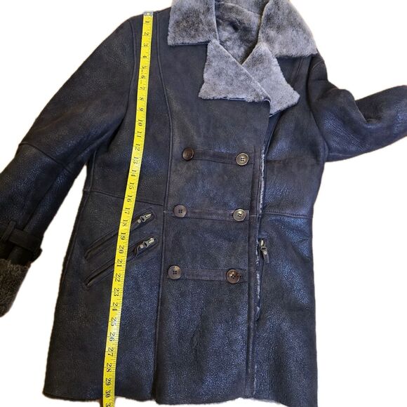 Aquascutum Women's M Brown Shearling Sheepskin Double Breasted Coat - Picture 10 of 16